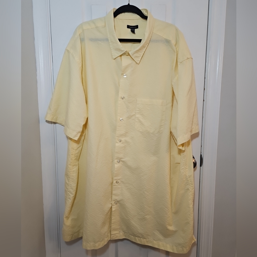 Van Heusen Short Sleeve Shirt Mens 4XL Tall 21-21.5 Neck Natural Stretch Yellow